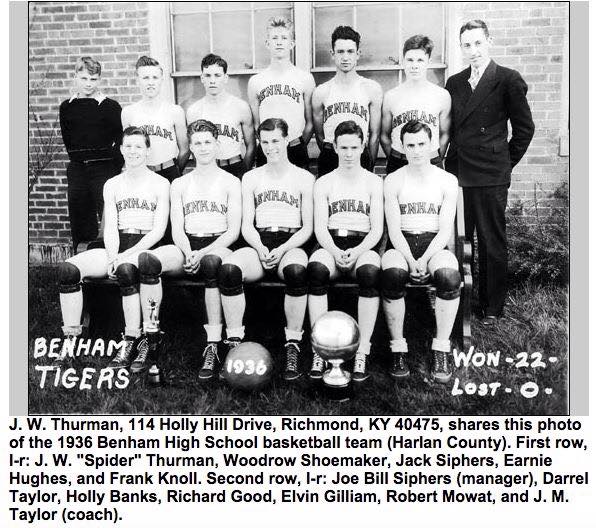 the undefeated Benham High School team of 1926 is pictured