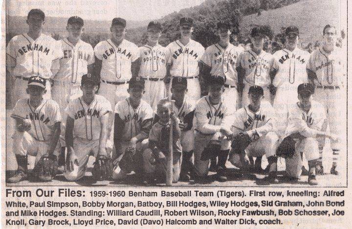 The+Benham+High+School+baseball+team+from+1960+is+pictured.+Benham+won+the+district+baseball+title+in+1960.+Walter+Dick+was+the+teams+coach+and+Bond+was+a+second+baseman+and+shortstop.