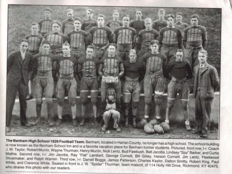The Benham High School football team from 1929 is pictured.