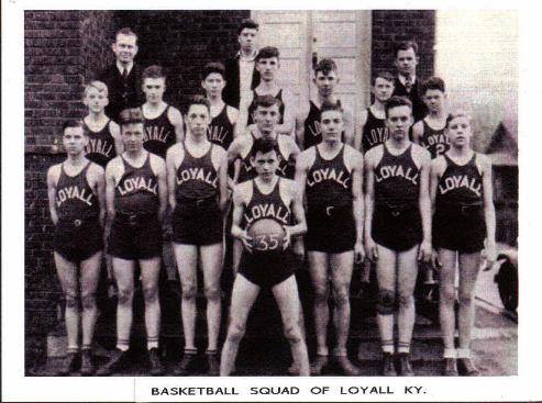 The Loyall High School basketball team of 1935 is pictured