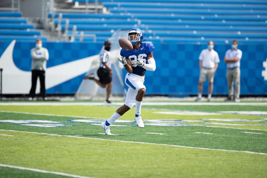 DeMarcus Harris made a catch during a scrimmage Saturday at Kroger Field.
