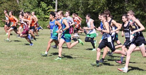 Runners left the starting line at the Black Bear Invitational on Saturday. Harlan County senior Caleb Brock was the individual winner with a time of 18:07.12. North Laurel edged HCHS for the team championship.