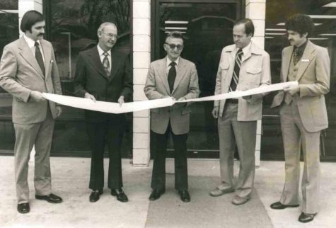 Dr. J.D. Miller, Evarts Mayor Jim Hendrickson, Bill Buckner, Dr. David Steinman and Clinic Administrator Britt Lewis are pictured during a ribbon-cutting ceremony at the Clover Fork Clinic in 1977.