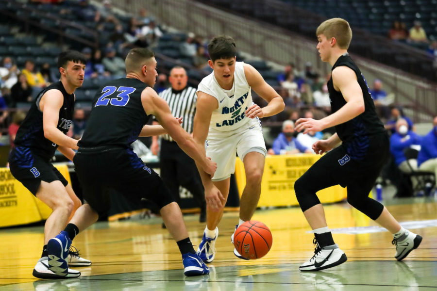 North Laurel guard Reed Sheppard worked through the Barbourville defense in 13th Region Tournament action Monday.