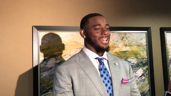Josh Paschal talked to reporters prior to an appearance at SEC Media Days last week in Hoover, Alabama.