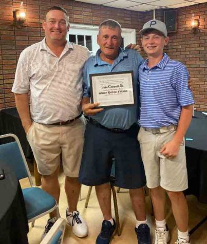 Pete Cornett Jr. (left) was the winner of the Sleepy Hollow Country Club Invitational over the weekend in Cumberland. His father, Pete Cornett Sr. (center) was the recipient of the 2021 “Sleepy Hollow Fellow” acknowledgment for his dedication to the club. Cole Cornett represented the third generation of the golfing family and is already off to a strong start in golf as a member of the Harlan County High School team as a seventh-grader.
