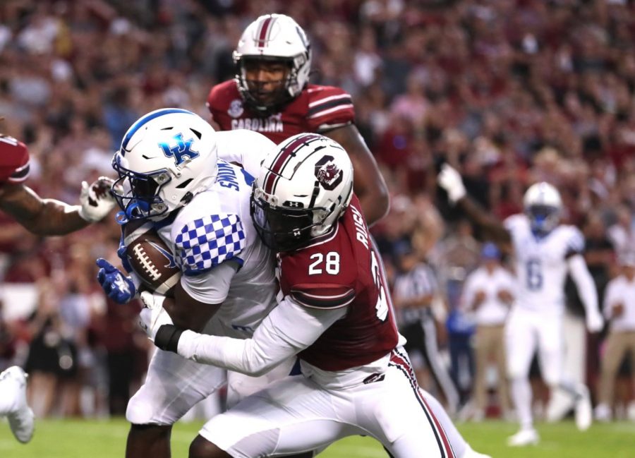 Kovosiey Smoke rushed for a yard during the first half of a 16-10 win at South Carolina on Saturday night.