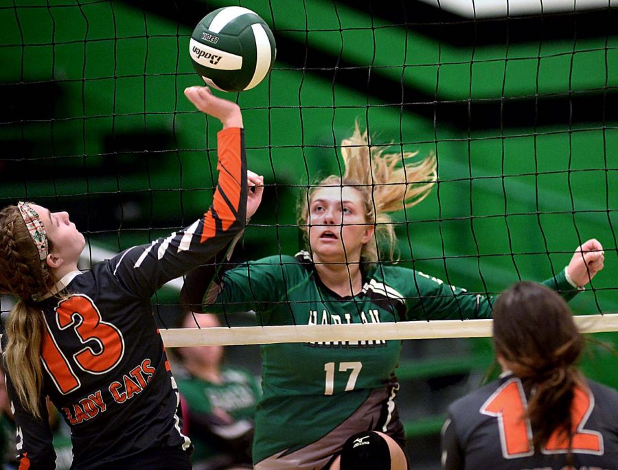 Harlans Annie Hoskins went up against Lynn Camps Scarlett Wilson in volleyball action Tuesday. Harlan fell to 7-8 on the season with a four-set loss.