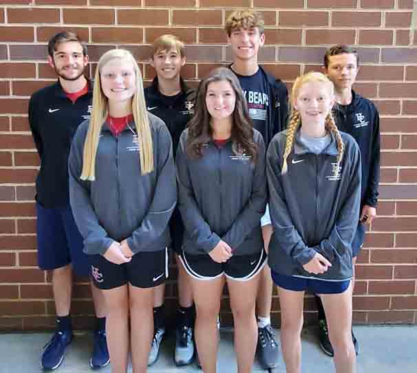 This year’s Harlan County High School cross country seniors include, from left, front row: Leah Taulbee, Riley Key and Summer Farley; back row: Lucas Epperson, Breydy Daniels, Matt Yeary and Daniel Joseph.