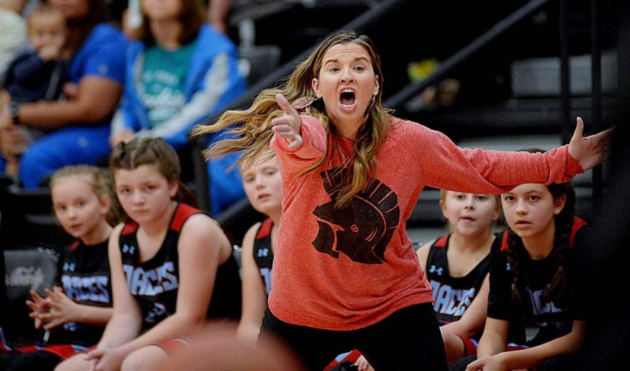 James A. Cawood coach Shelby Burton was intense on the sideline during the county fifth- and sixth-grade finals on Thursday. The Trojanettes led much of the way before falling 35-30 to Rosspoint.