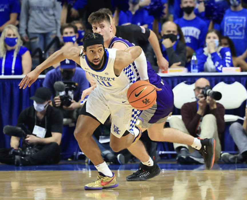 Kentucky guard Davion Mintz brought the ball up the court in and exhibition game against Kentucky Wesleyan last week. 
