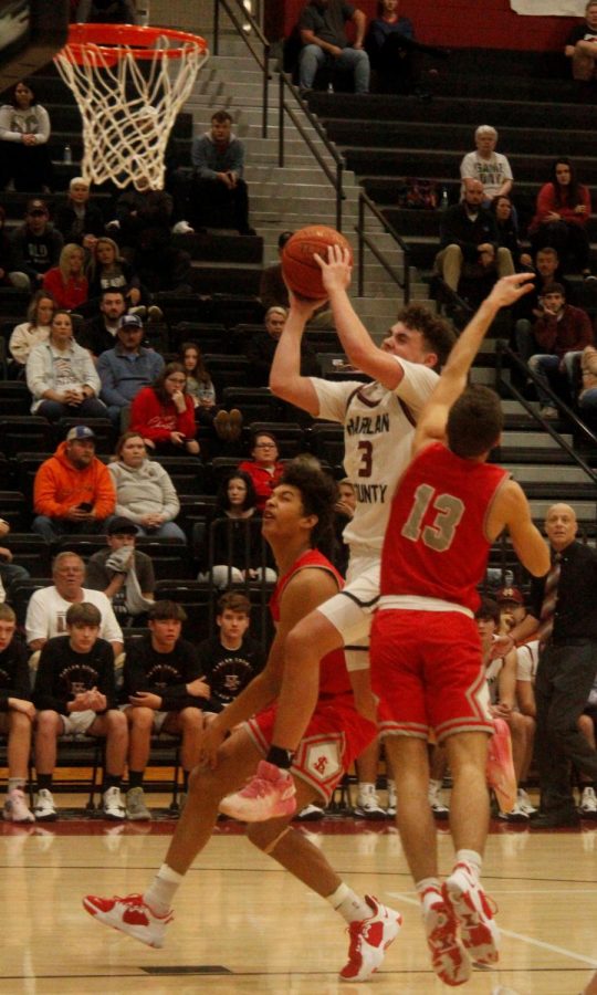 Harlan County freshman guard Maddox Huff went to the basket for two of his 17 points in the Bears 71-49 win over South Laurel on Tuesday at HCHS.