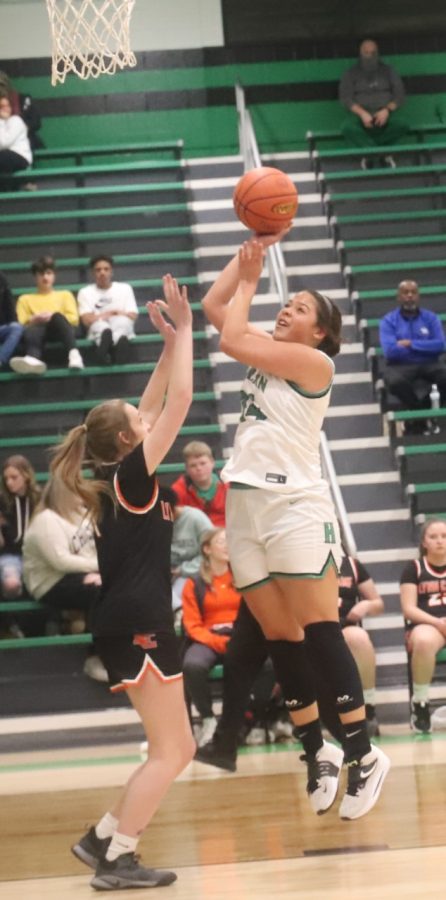 Harlans Aymanni Wynn, pictured in action earlier this season, had nine points and 12 rebounds in the Lady Dragons loss to Bell County on Tuesday.