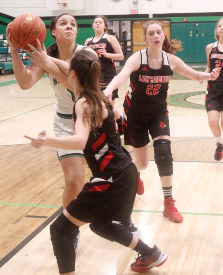Harlan forward Kylie Noe scored 23 points in the Lady Dragons 74-63 win Monday over visiting Red Bird.