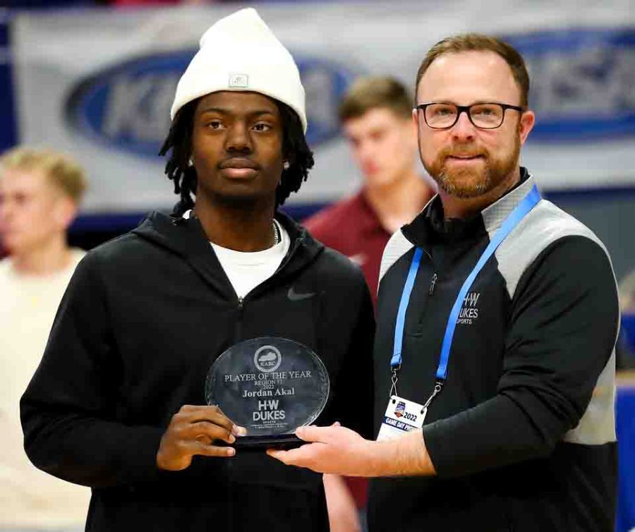 Harlan senior guard Jordan Akal was honored during the Sweet Sixteen on Friday afternoon as the KABC 13th Region Player of the Year. Akal was a five-year starter for the Dragons and the second all-time leading scorer in Harlan history behind only 1995 Mr. Basketball Charles Thomas.