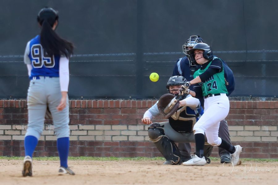 Harlans Ella Farley connected with a pitch during the Lady Dragons win over Barbourville on Thursday.
