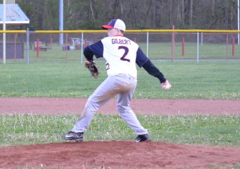 New Harlans Jessie Gilbert pitched a perfect game with six strikeouts as the Patriots rolled past Barbourville 17-0 in middle school baseball action.