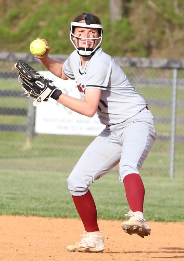 Harlan County shortstop Brittleigh Estep made a throw in Wednesdays game against Middlesboro.