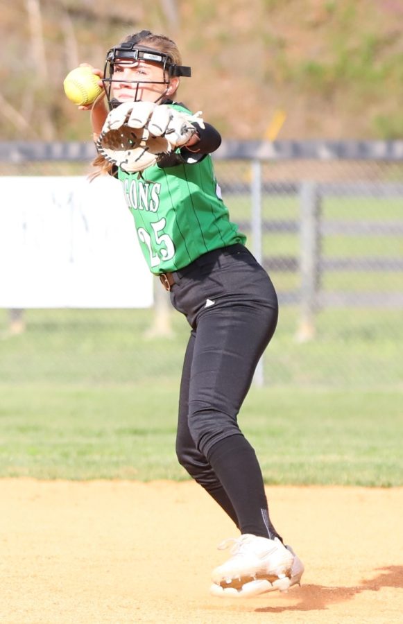 Harlan shortstop Ella Farley threw out a runner during a game earlier this season> The Lady Dragons fell to Jackson County on Tuesday in the 13th Region All A Classic.