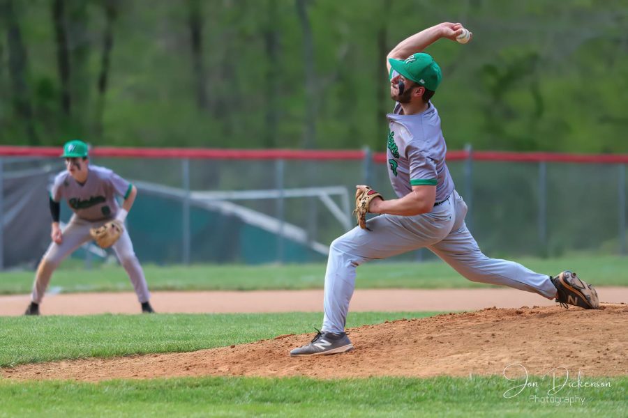 Harlans Dawson Irvin, pictured in action earlier in the week, tossed a shutout on Saturday as the Green Dragons edged visiting Barbourville 2-0,