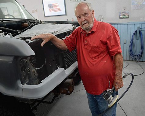 Will Cassim was busy in his garage at Teetersville repairing one of the thousands of vehicles he has worked on in his 60-year career.