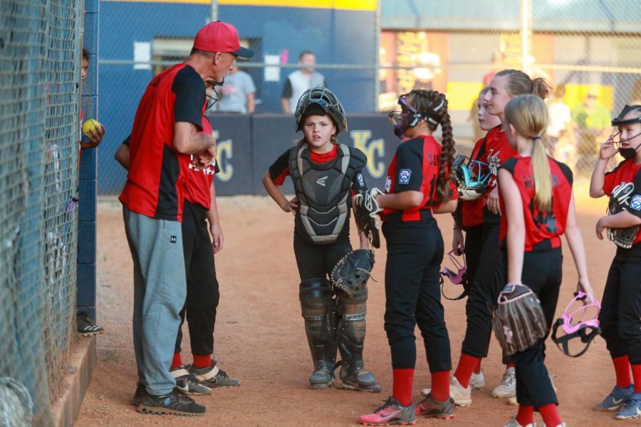 Harlan All-Stars coach Scott Lewis met with the team during action in the District 4 Tournament on Wednesday in Barbourville.