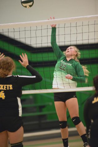 Harlans Annie Hoskins went up to finish off a point in action earlier this week. The Lady Dragons improved to 2-0 on the season with a 25-4, 25-16, 25-20 win over visiting Lynn Camp on Thursday.