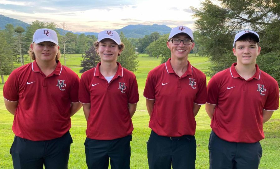 The Harlan County High School golf team includes, from left: Brayden Casolari, Cole Cornett, Matt Lewis and Evan Simpson; not pictured: Alex Creech, Parker Short, Ethan Simpson and Caleb Rose.
