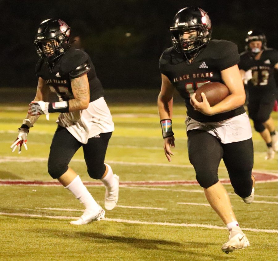 Harlan County linebacker Josh Sergent returned an interception 47 yards for a touchdown during the Black Bears 40-20 loss to visiting Hazard.