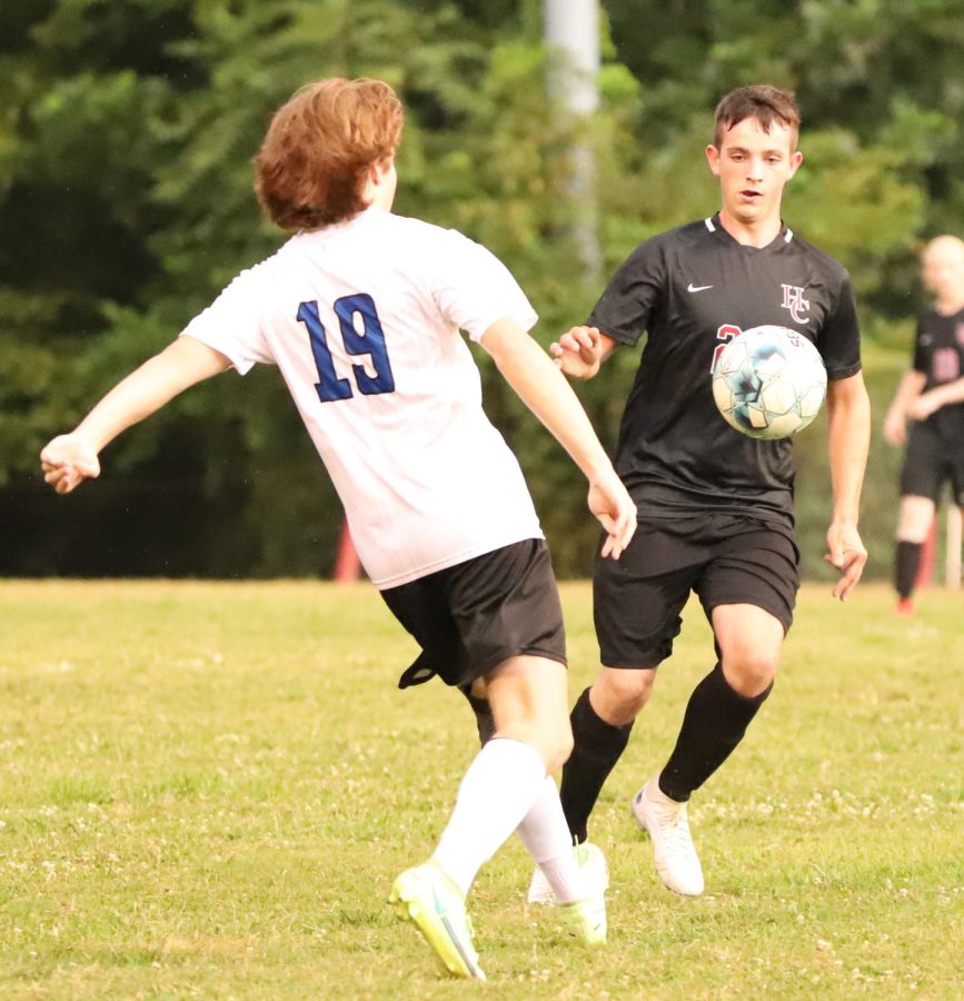 Harlan County senior Caydon Shanks, pictured in action against Letcher Central earlier this season, had two goals in the Black Bears 5-2 win Tuesday at Barbourville.