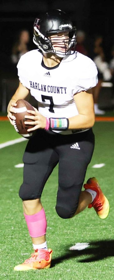 Harlan County quarterback Ethan Rhymer completed four of five passes for 75 yards as the Bears won 45-18 over Knox Central at Union College.