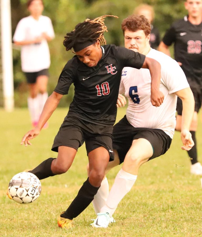 Harlan Countys Ray Splawn, pictured in action earlier this season, scored four goals on Monday in the Black Bears 7-0 win over Knox Central in the 50tn District Tournament.