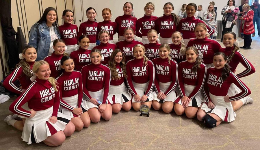 The+Harlan+County+High+School+cheerleaders+earned+a+bid+to+the+UCA+National+Championship+competition+with+a+runner-up+finish+in+their+division+in+the+UCA+Bluegrass+competition+on+Saturday+in+Lexington.+The+squad+received+no+deductions+in+their+routine.+Squad+members+include%2C+from+left%2C+front+row%3A+Amber+Lawson%2C+Mylee+Cress%2C+Heaven+Hensley%2C+Abigail+Wright%2C+Kirsten+Napier%2C+Madison+Jones%2C+Cheyenne+Brackett+and+Haley+Huff%3B+middle+row%3A+Kaylee+Pendleton%2C+Kate+Cornett%2C+Morgan+Grace%2C+Laila+Boggs%2C+Barb+Jenkins%2C+Chyla+Witt%2C+Jasmine+Caudill%2C+Kaydee+Lewis+and+Macy+Jones%3B+back+row%3A+coach+Taylor+Fields%2C+Emmalyn+Branson%2C+Hannah+Brotherton%2C+Abigail+Collett%2C+Alexis+Dean%2C+Addisyn+Jones%2C+Kaylissa+Daniels+and+Maliyah+Washington.