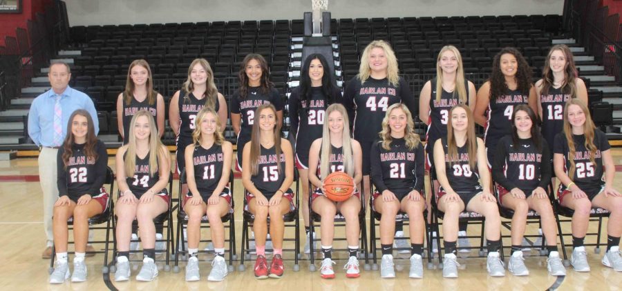 Team members include, from left, front row: Kylie Jones, Savannah Hill, Peyton Lunsford, Ella Karst, Taytum Griffin, Hailey Austin, Faith Hoskins, Addison Gray and Cheyanne Rhymer; back row: coach Anthony Nolan, Preslee Hensley, Lacey Robinson, Paige Phillips, Jaylin Smith, Taylor Lunsford, Whitley Teague, Alley Stewart and Maddi Middleton; not pictured: Whitney Noe.