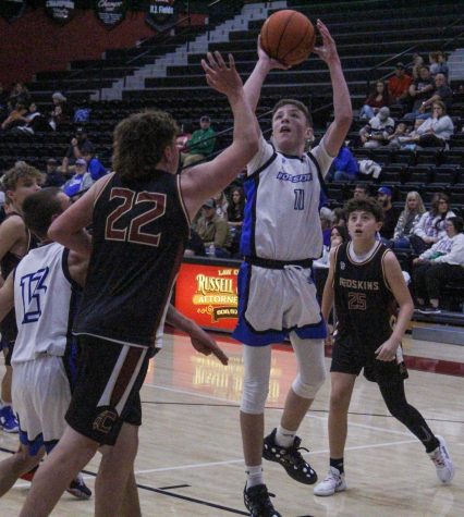Rosspoints Gunnar Johnson, pictured in action earlier this season, scored 23 points in a win over Wallins on Tuesday.