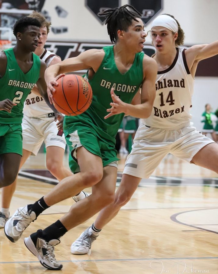 Harlan guard Kyler McLendon, pictured in action at the Pikeville Invitational, scored 29 points Thursday as the Dragons fell to Pikeville 76-63 in the tournament finals.