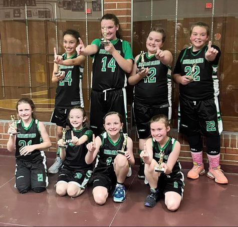 Harlan Elite, a local third- and fourth-grade team, won five games in the Shooting Stars January Invitational Championships over the weekend at Science Hill High School in Johnson City, Tenn. Team members include, from left, front row: Lilly Daniels, Baylee Clark, Lillie Carver and Blakely Snelling; back row: Jerrah Phillips, Crissalynn Jones, Kialia Phillips and Bella Lemar.