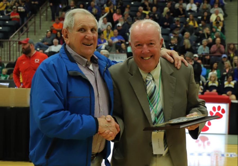 John D. WIlson (left) was honored as a member of the 13th Region Basketball Hall of Fame in 2017.