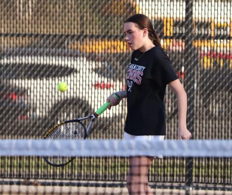 Harlan Countys Sophie Day won her match Thursday against Clay County as the Lady Bears claimed a 6-3 victory as a team.