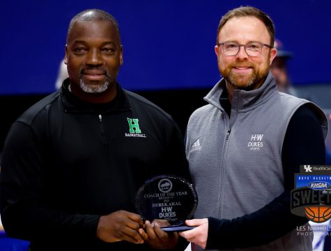 Harlan coach Derrick Akal was honored as the KABC Coach of the Year for the 13th Region in cermonies at Rupp Arena on Friday.