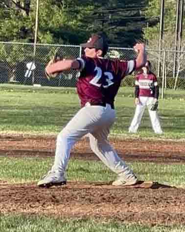 Cumberlands Zayden Casolari was the winning pitcher on Monday as the Redskins downed Harlan County 8-3 in middle school baseball action.