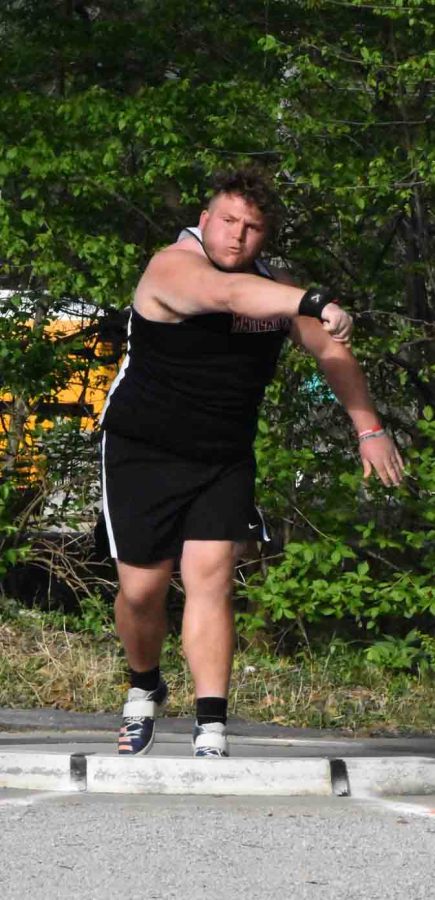 Harlan County senior Connor Blevins placed first in the shot put in a meet at Williamsburg on Friday.