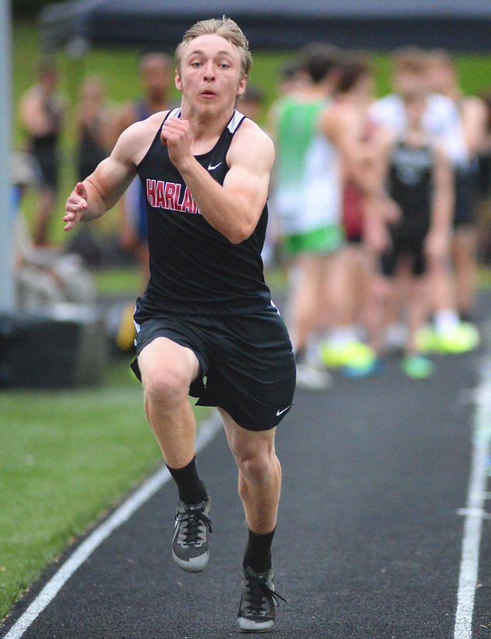 Harlan Countys Bryan Howard placed sixth in the 200-meter dash on Friday at Coal Miners Memorial Stadium.
