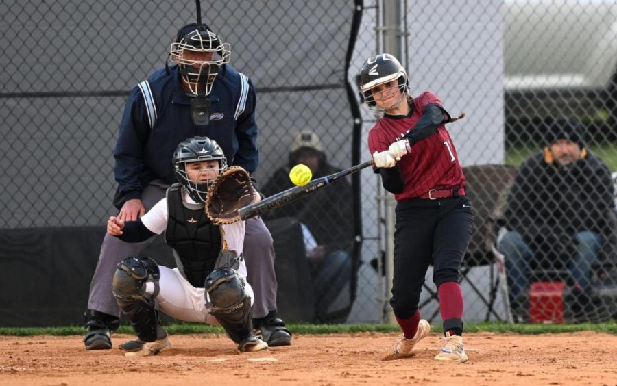 Harlan Countys Brittleigh Estep, pictured in action earlier this season, drove in four runs Tuesday in the Lady Bears 17-11 win at Barbourville.