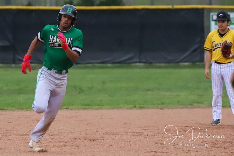 Harlans+Donovan+Montanaro+rounded+second+base+on+the+way+to+one+of+his+two+inside-the-park+homers+on+Thursday+in+the+Green+Dragons+19-0+win+over+visiting+Cordia.