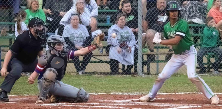 Harlans Donovan Montanaro, ;pictured in action earlier this season, had two inside-the-park homers on Thursday in the Green Dragons 19-0 win over visiting Cordia.