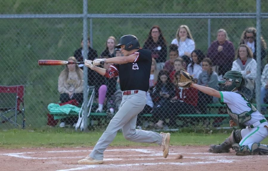Harlan County center fielder Jonah Swanner connected on one his three hits Monday in the Black Bears 7-2 win at Harlan.