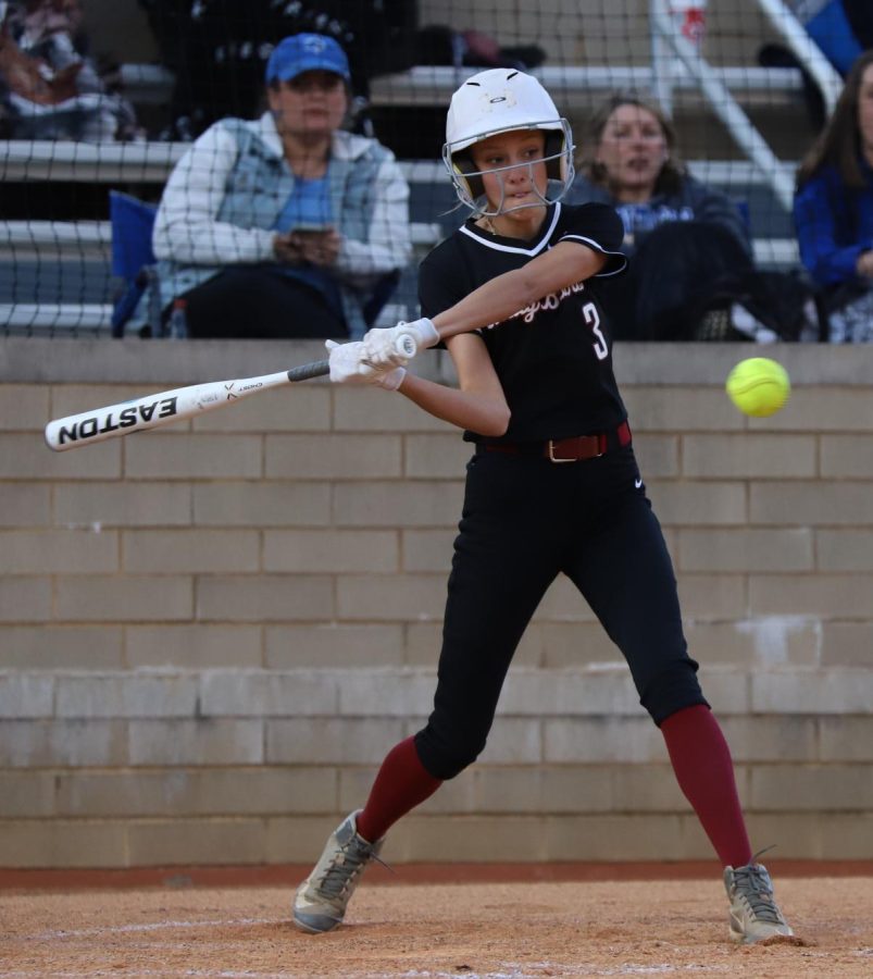 Harlan County senior outfielder Halle Raleigh, pictured in action earlier this season, came up with game-tying hit Monday in the Lady Bears 2-1 win over visiting Cumberland Gap, Tenn.