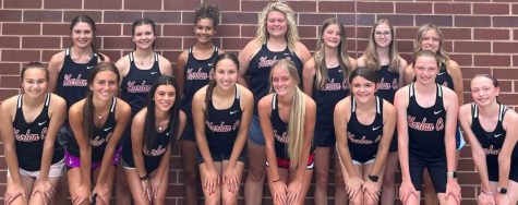Members of the Harlan County girls track team who qualified for the 2A state meet include, from left, front row: Taylor Clem, Ella Karst, Aliyah Deleon, Emilee Eldridge, Taytum Griffin, Addi Gray, Gracie Roberts and Kiera Roberts; back row: Madison Daniels, Ashton Evans, Paige Phillips, Taylor Lunsford, Lauren Lewis, Olivia Kelly and Peyton Lunsford.