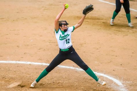 Harlans Mallory McNiel, pictured in action earlier this season, was the winner on Monday as the Lady Dragons downed Bell County 9-6 on Monday in the 52nd District Tournament.